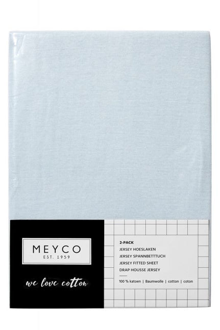 Meyco Lenzuolo a pieghe Jersey Azzurro 70x140/150 cm 2 pezzi