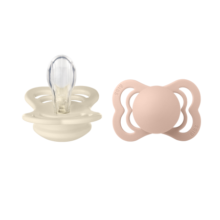 Ciuccio BIBS Misura 2 Avorio/Blush Silicone Supremo 2 pezzi