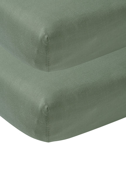 Meyco Lenzuolo a Coperta Jersey Verde Foresta 40x80/90 cm 2 pezzi