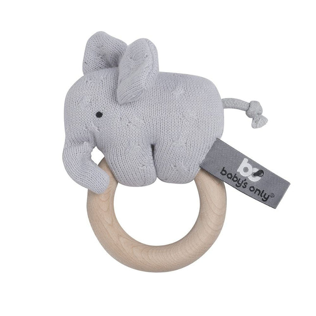 Baby's Only Rattle Wood Elephant Argento/Grigio