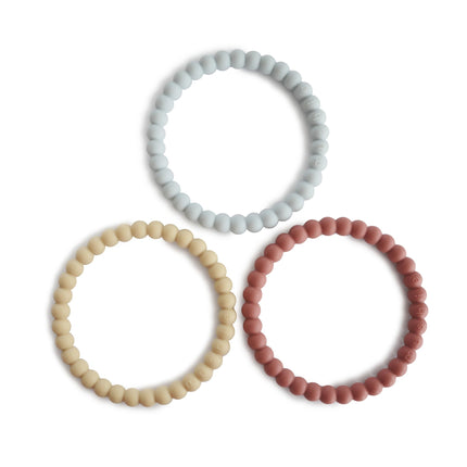 Mushie Anello di dentizione Bracciale in silicone Mellow/Terracotta/Periw 3 pezzi