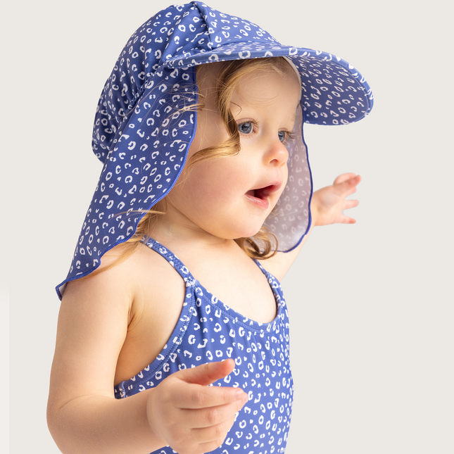 Swim Essentials Cappello da sole per bambini Uv Blu Leopardo Protezione del collo