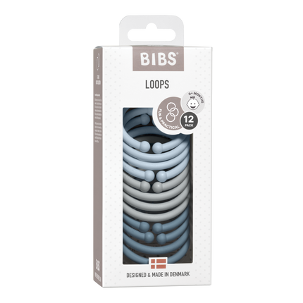 BIBS Anelli da gioco Baby Blue/Cloud/Petrol 12 pezzi