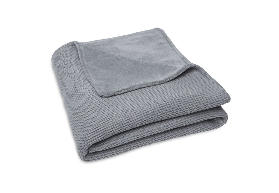 Coperta da letto Jollein Basic Knit Stone Grey/Fleece 100x150cm