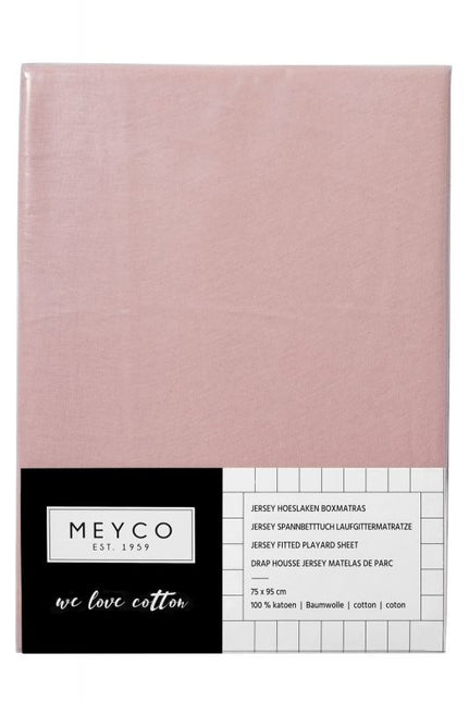 Meyco Lenzuolo Fitted Jersy Box Materasso Rosa Antico 75x95cm