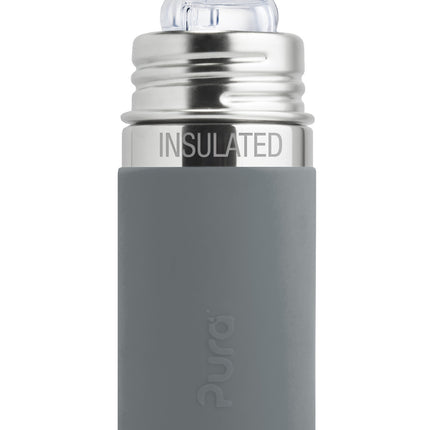 Pura Thermos Fiaschetta con cannuccia in acciaio inox 260Ml Set Grigio 4 pezzi