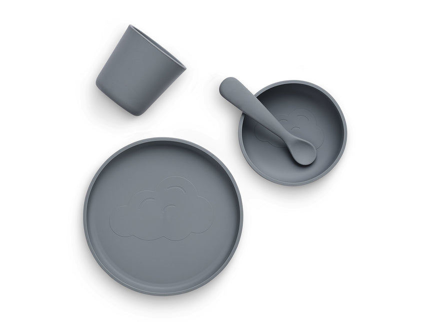 Stoviglie per bambini Jollein in silicone grigio tempesta