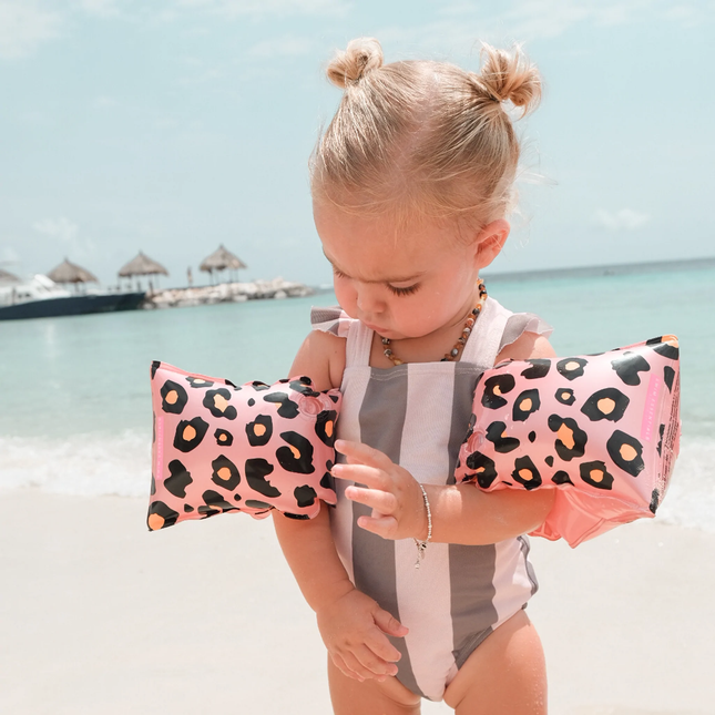 Swim Essentials - Cinghie per il nuoto con stampa pantera 0-2 anni Rosa