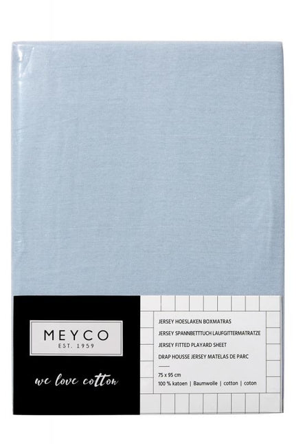 Meyco Lenzuolo Fitted Jersy Box Materasso Azzurro 75x95cm