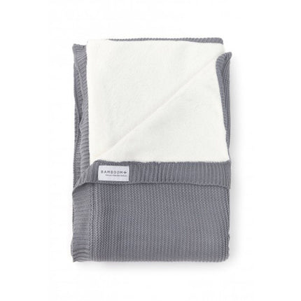 Bamboom Coperta per culla lavorata a maglia doppio orsetto grigio 75x100cm