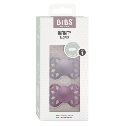 Ciuccio BIBS Taglia 1 in silicone simmetrico grigio fossile/malva 2 pezzi