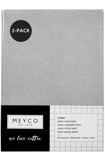 Meyco Lenzuolo a pieghe Jersey Grigio Chiaro 40x80/90 cm 2 pezzi