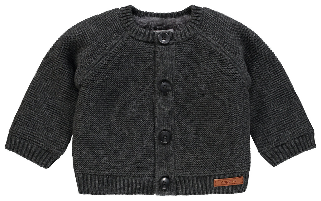 Noppies Baby Cardigan lavorato a maglia Dani Teddy Fodera Grigio Scuro Melange