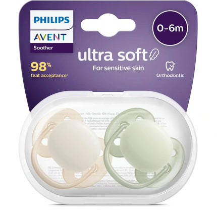 Philips Avent Ciuccio +0 mesi Morbido Beige/Verde chiaro