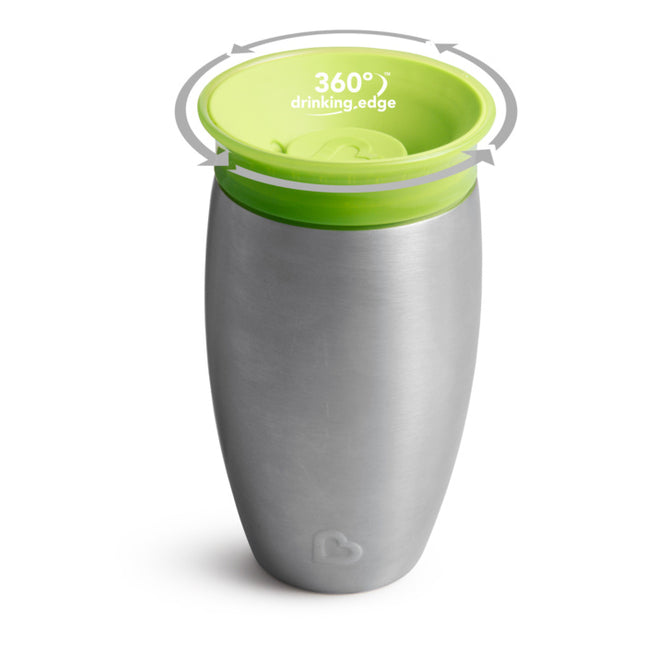 Tazza per bere Munchkin Miracle Sippy Cup verde in acciaio inox