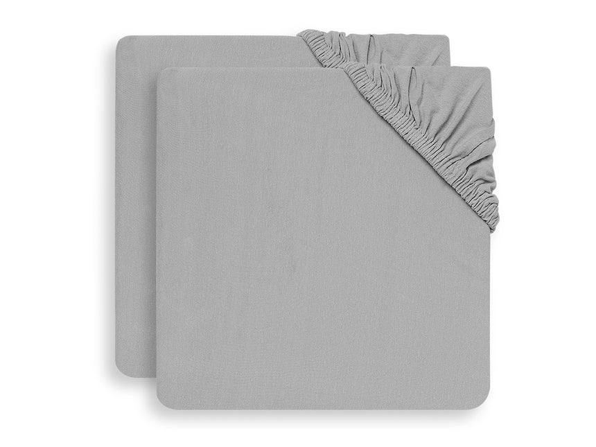 Jollein - Lenzuolo a pieghe Jersey Soft Grey 40x90cm 2 pezzi