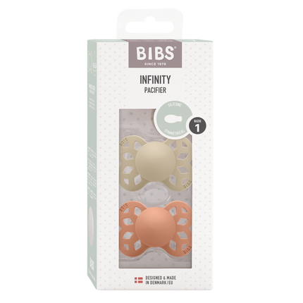 Ciuccio BIBS Misura 1 in silicone simmetrico Vaniglia/Pesce 2 pezzi