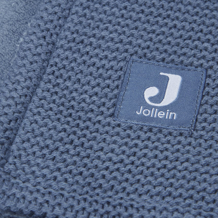 Coperta per culla Jollein Basic Knit Jeans Blu/Pile 75x100cm