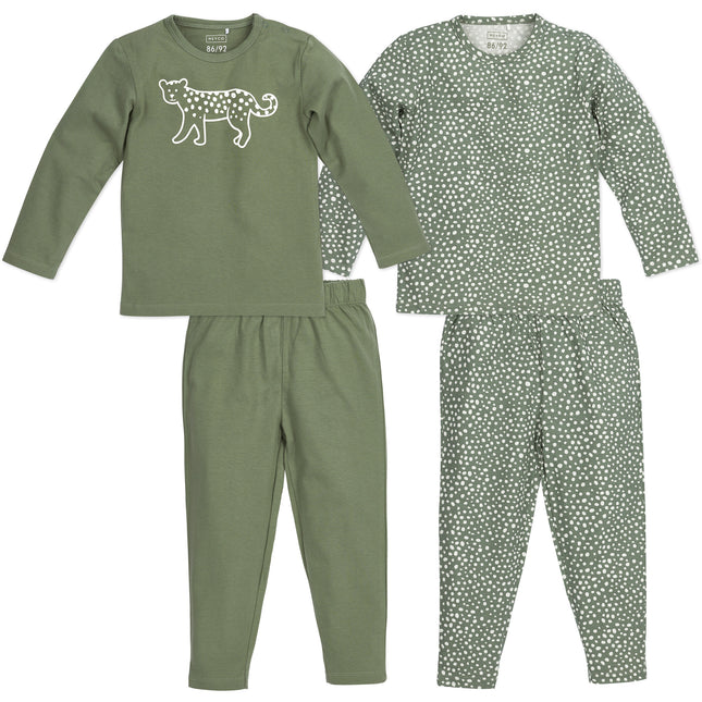 Meyco Pigiama per bambini 2St Cheetah Forestgreen