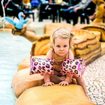 Swim Essentials - Cinghie per il nuoto con stampa pantera 0-2 anni Rosa