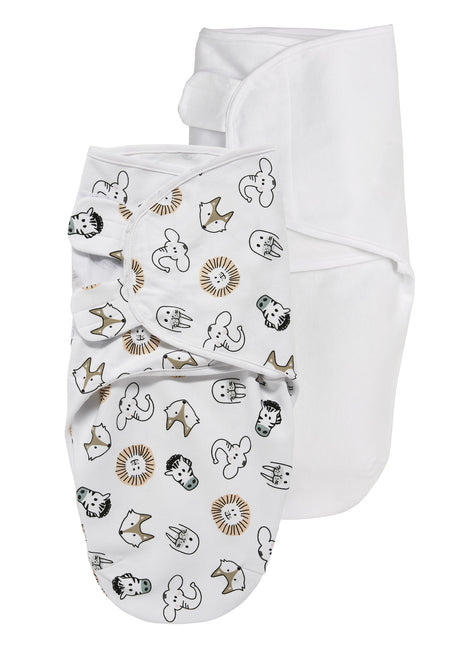 Meyco Swaddle Cloth Animal/Uni White 0-3 mesi 2 pezzi