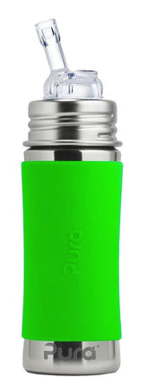 Pura Baby Bottle Straw Acciaio Inox 325Ml Set Verde 4 pezzi