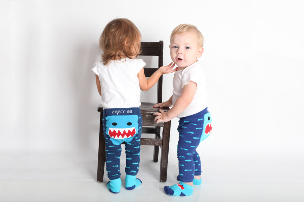 Zoocchini Baby Legging Sherman The Shark con calzini inclusi 6/12 mesi