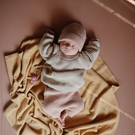 Cappello da bambino Mushie a maglia grossa Blush