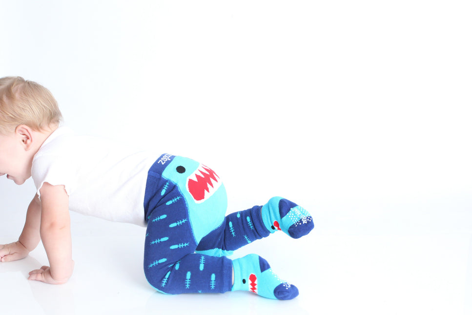 Zoocchini Baby Legging Sherman The Shark con calzini inclusi 6/12 mesi