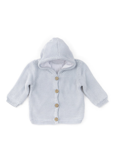 Bamboom Baby Cardigan lavorato a maglia con cappuccio Azzurro