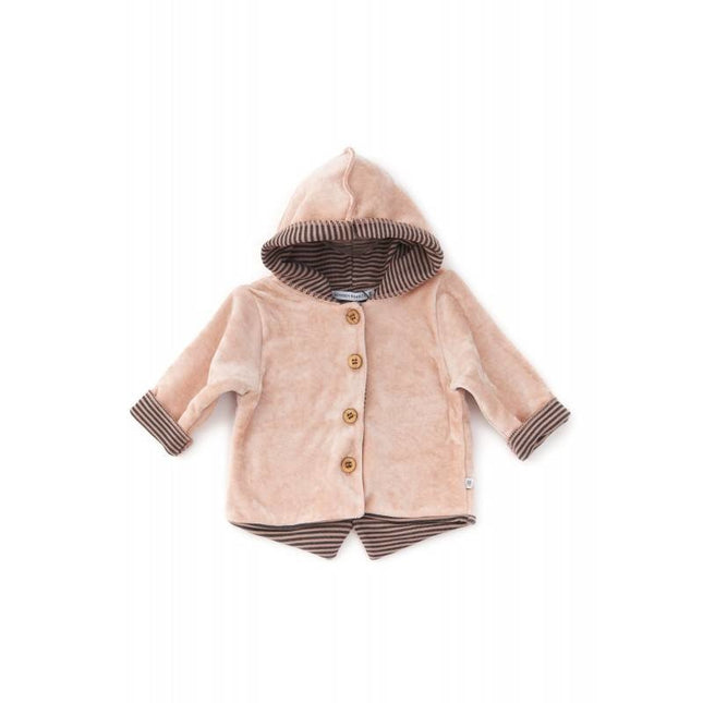 Bamboom Baby Cardigan con cappuccio in velluto rosa