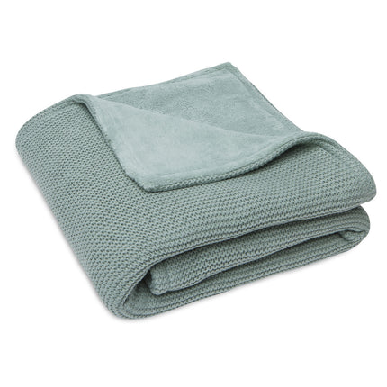 Coperta per culla Jollein Basic Knit Verde Foresta/Pile 75x100cm