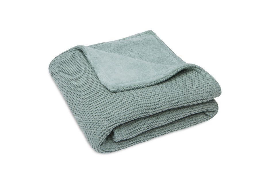 Coperta per culla Jollein Basic Knit Verde Foresta/Pile 75x100cm