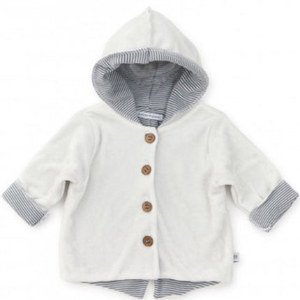 Bamboom Baby Cardigan con cappuccio in velluto bianco sporco