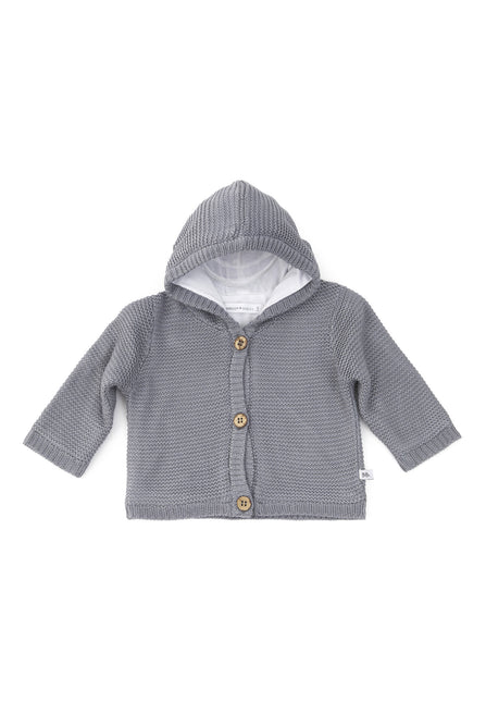 Bamboom Baby Cardigan lavorato a maglia con cappuccio grigio