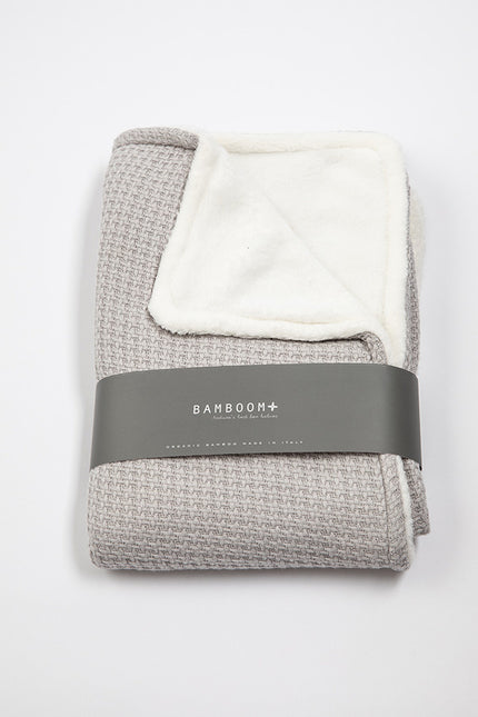 Bamboom Coperta per culla lavorata a maglia doppia e morbida Pietra Grigio Perla 75x100cm