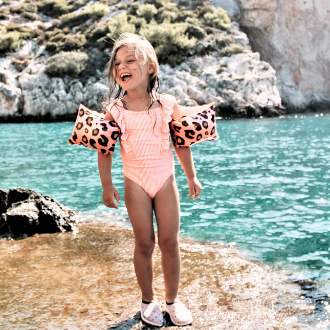 Swim Essentials - Cinghie per il nuoto con stampa pantera 2-6 anni - Rosa