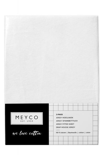 Meyco Lenzuolo a pieghe Jersey Bianco 60x120cm 2 pezzi