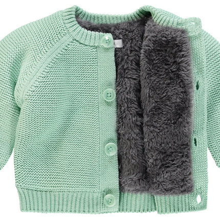 Noppies Baby Cardigan Fodera Teddy Grigio Menta