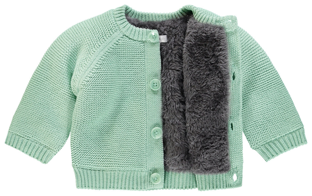 Noppies Baby Cardigan Fodera Teddy Grigio Menta