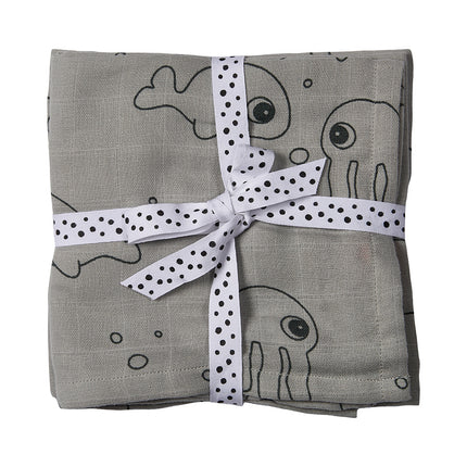 Done by Deer Panno idrofilo Sea Friends Grigio 2 pezzi