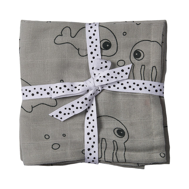 Done by Deer Panno idrofilo Sea Friends Grigio 2 pezzi