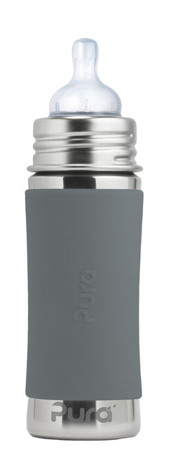 Pura Biberon in acciaio inox 325 ml Set grigio 4 pezzi