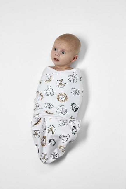 Meyco Swaddle Cloth Animal/Uni White 0-3 mesi 2 pezzi