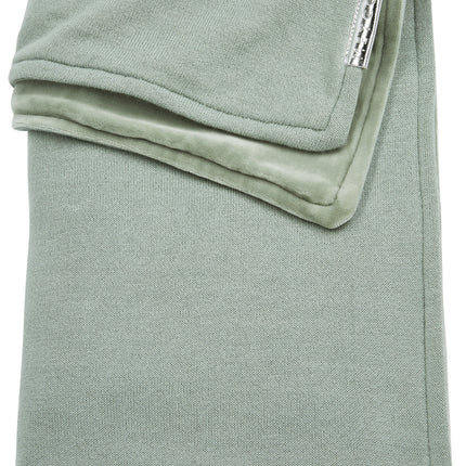 Meyco Coperta per culla in maglia di velluto Basic Verde Pietra