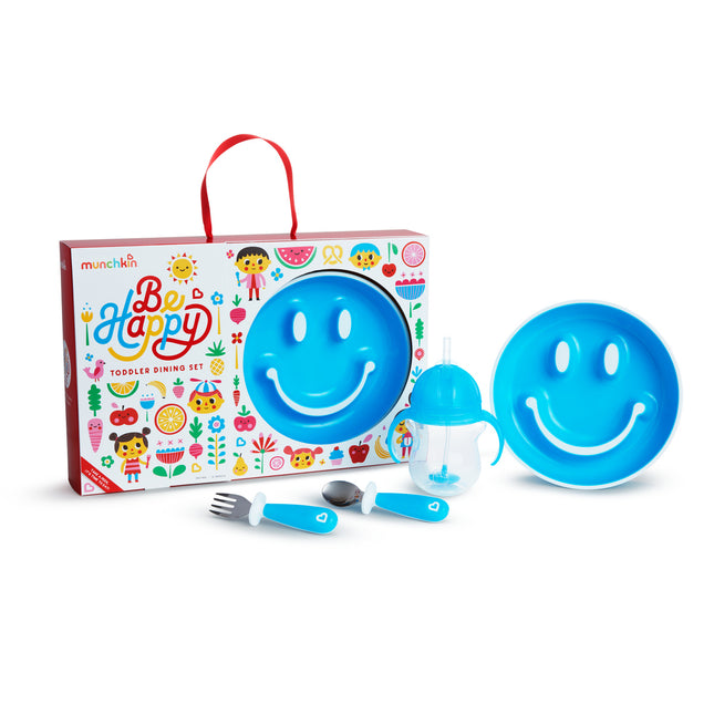 Munchkin Stoviglie per bambini Happy Gistset Blu