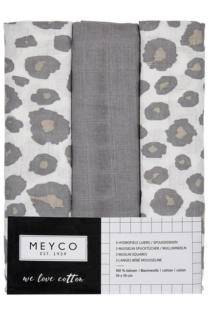 Meyco Panno Idrofilo 3St Panther Neutro/Grigio/Panter Neutro