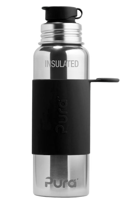 Pura Thermos Borraccia in acciaio inox 650Ml Set nero 3 pezzi