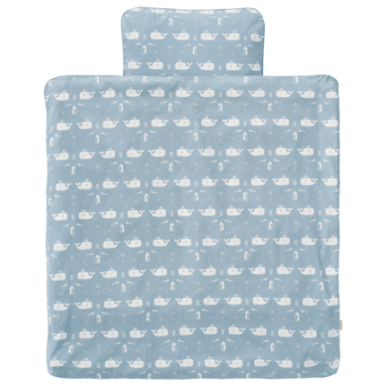 Fresk Dekbedovertrek Whale Blue Fog 80x80cm - Fresk - Babywinkel - 8718754232241