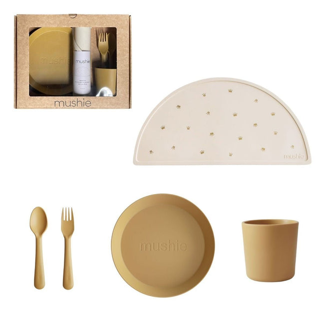 Mushie Giftbox Kinderservies Set Rond Mustard - Mushie - Babywinkel - 5715239022482